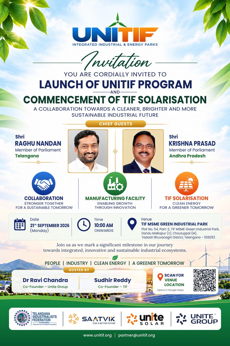 Invitation for the launch of the UNITIF program and commencement of TIF Solarisation, 21 September 2026